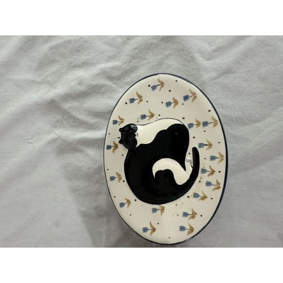 Vintage Warren Kimble Ceramic Cat Toothbrush Holder & Soap Dish Set - Picture 3 of 6